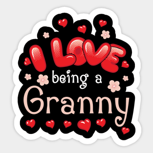 I Love Being A Granny Happy Parent Day Summer Holidays Flowers Hearts For Granny Sticker